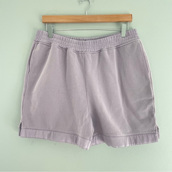 RtA Edgar Satin-Trimmed Cotton-Jersey Shorts Lilac NWOT - Picture 6 of 12